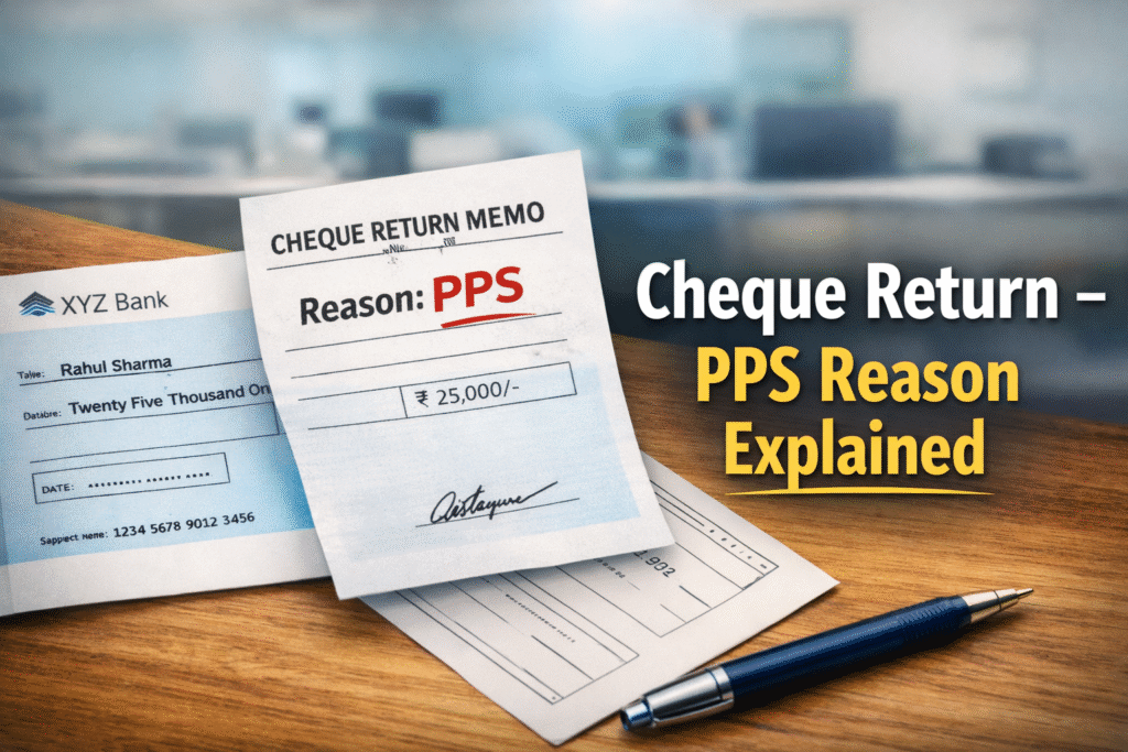 cheque return PPS reason showing cheque return memo with PPS reason